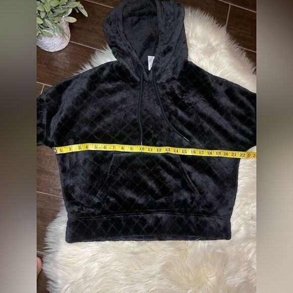 No Boundaries black quilted plush hooded short set sz Large - Picture 5 of 9